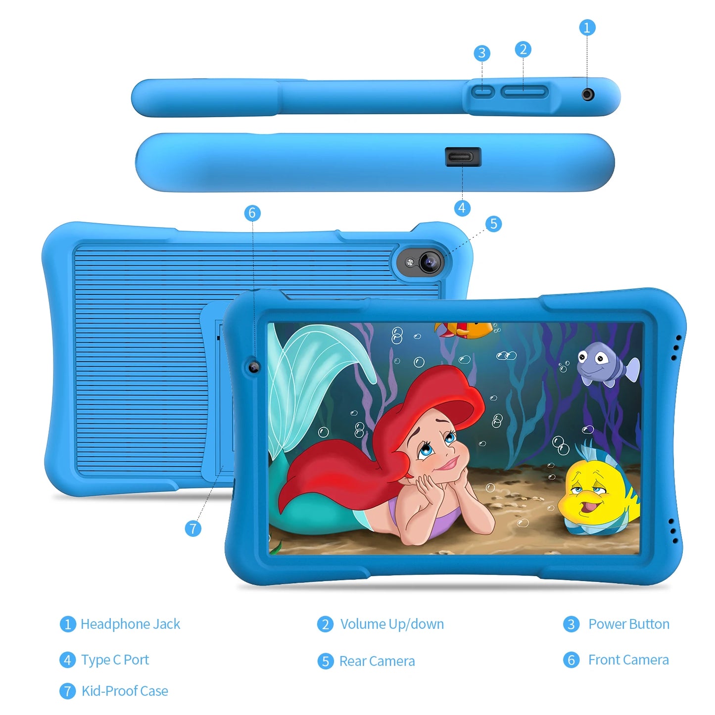 PRITOM Kids Tablet Android Quad Core 4GB 32GB WiFi 6