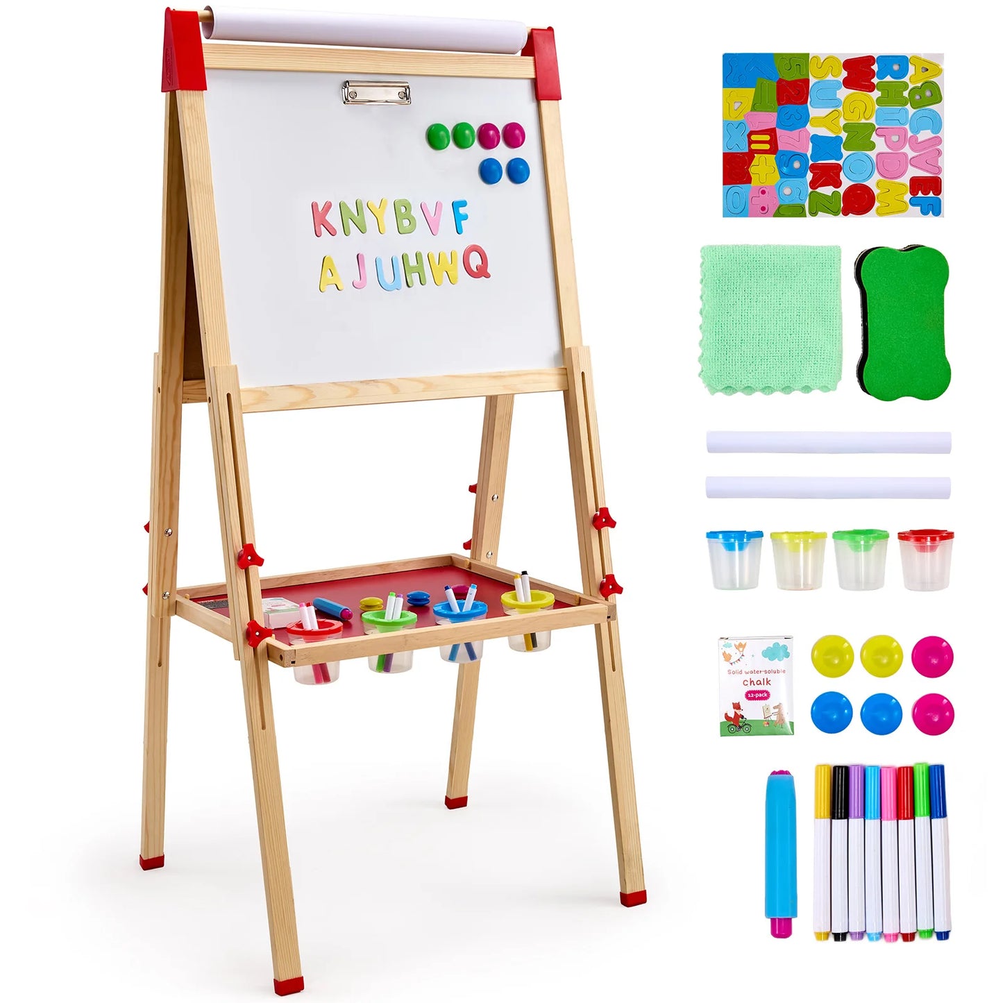 SucceBuy Wooden Magnetic Drawing Board Double Sided Kids Art Easel