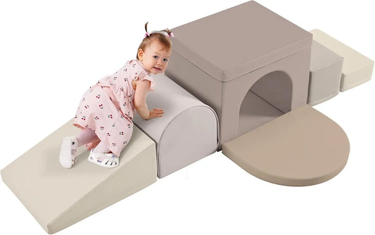 SHXICN Indoor Foam Tunnel Climber Toddler Playset 7 Piece