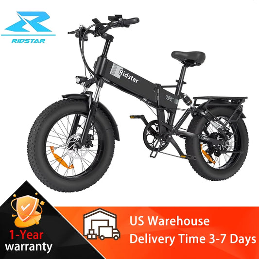 Ridstar Folding Electric Bike 1000W 48V Fat Tire Ebike