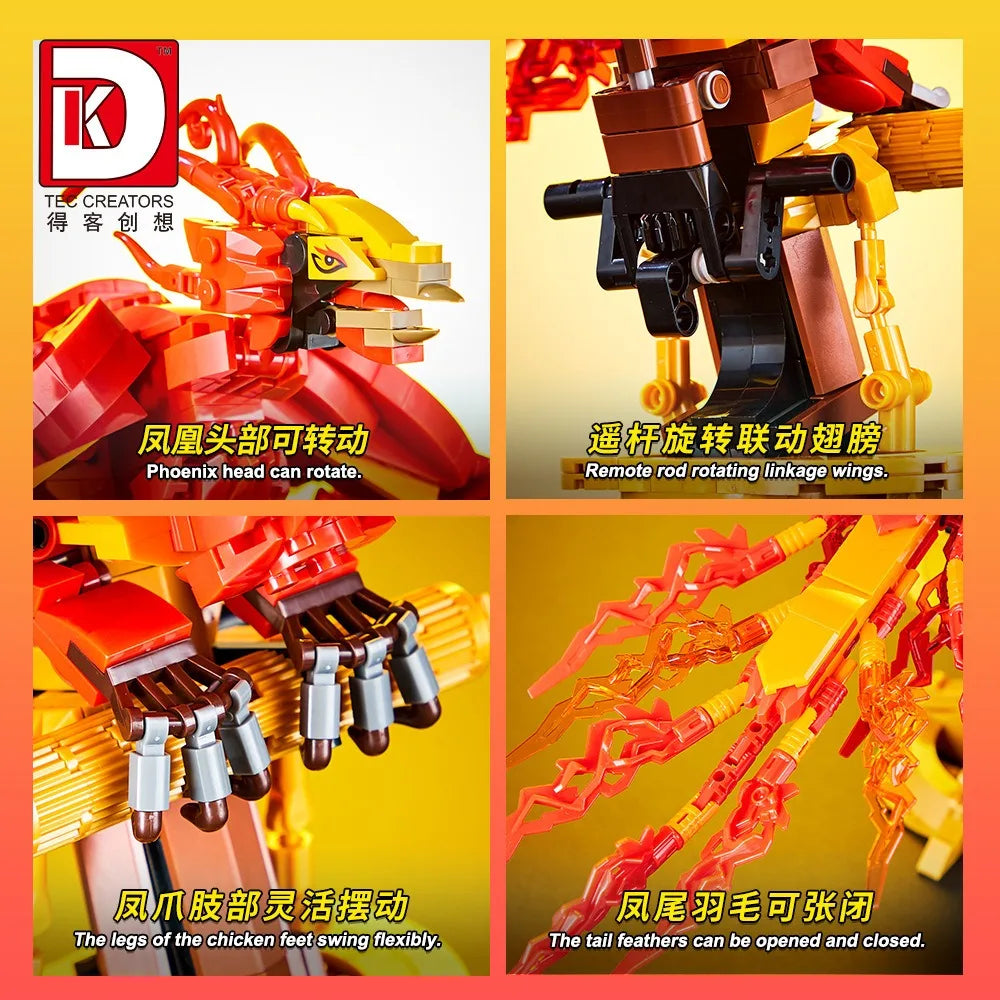 Barweer 938Pcs Magic Phoenix Fire Bird Building Blocks Set