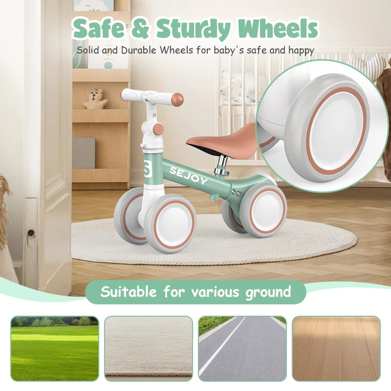 Sejoy Toddler Balance Bike Four Wheel Ride On Toy Deluxe
