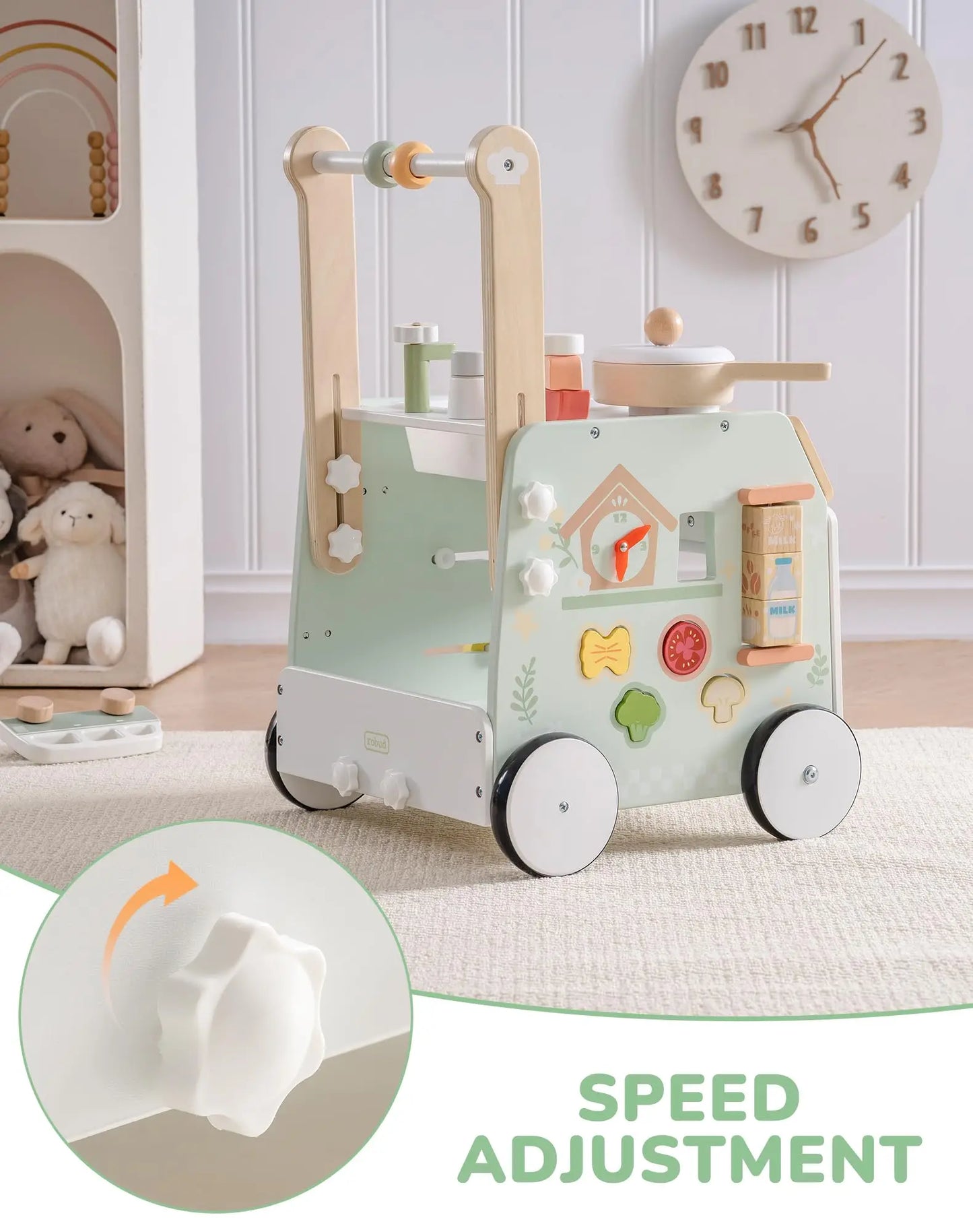 Robotime Wooden Push Walker For Baby Learning To Walk Montessori