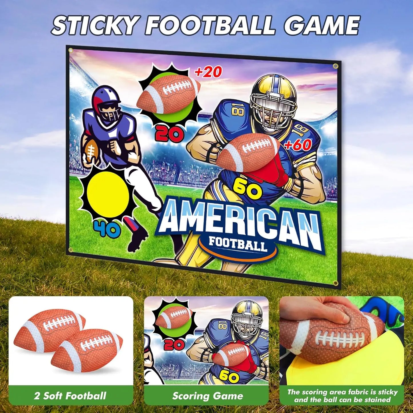 VATOS Football Toss Target Game With 2 Soft Footballs