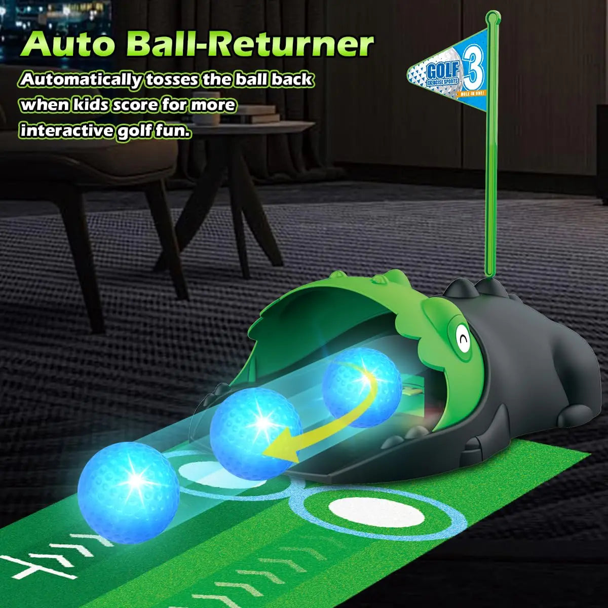 Terramus Kids Golf Club Set With LED Ball Returner