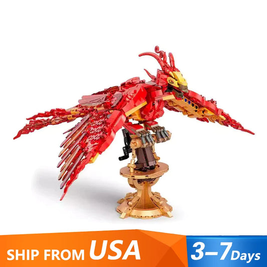 Barweer 938Pcs Magic Phoenix Fire Bird Building Blocks Set