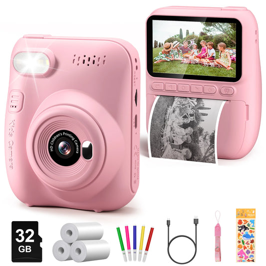 DIAMOOKYCN Kids Digital Camera Instant Print 32MP HD 1080P