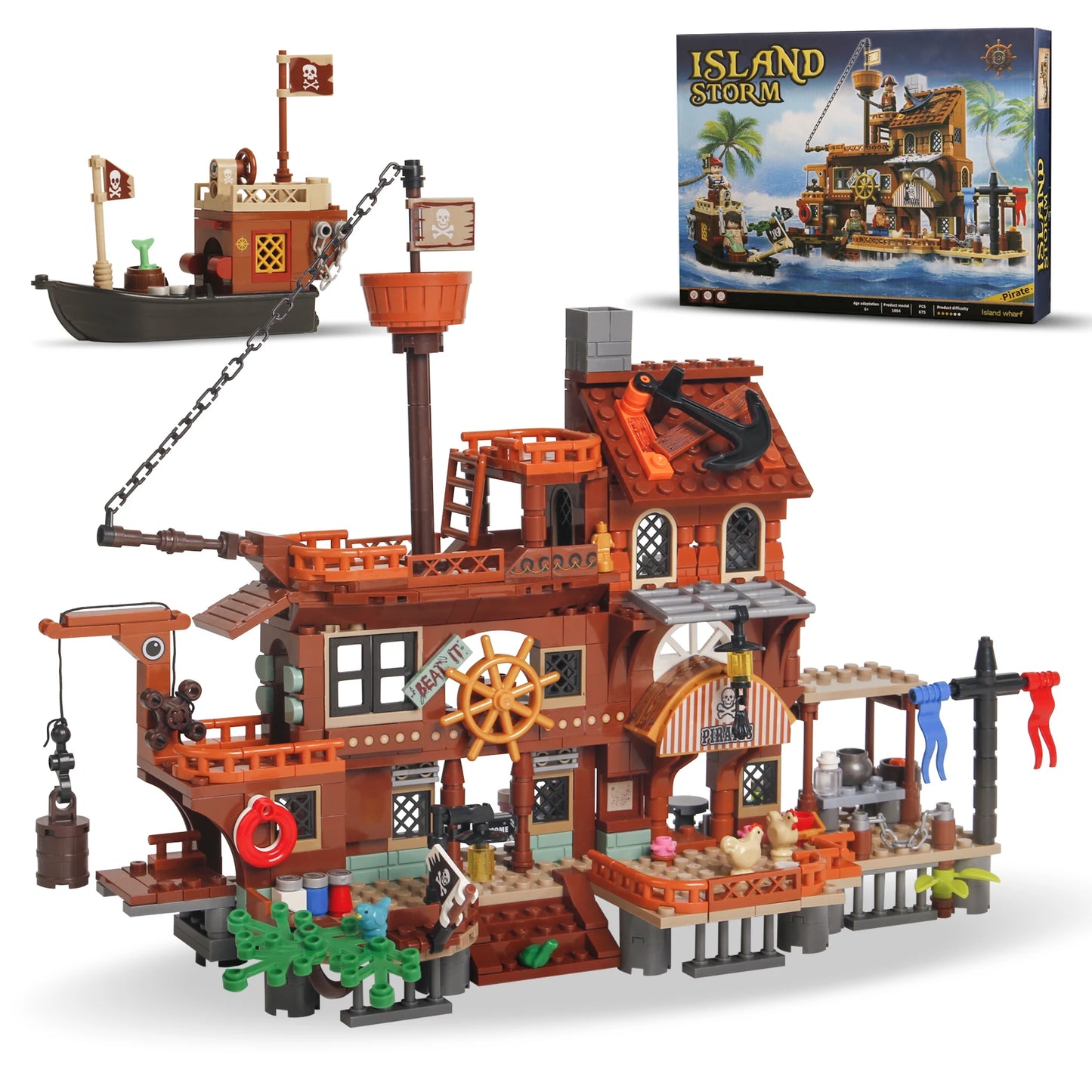 Bibilock Pirate Island Ship Building Blocks Set For Kids