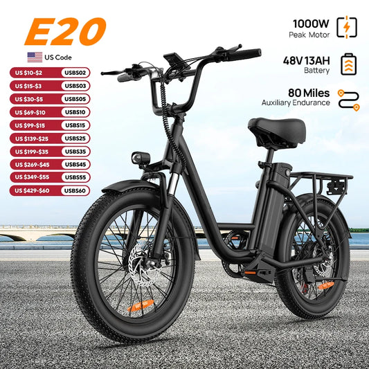 URLIFE E20 1000W Electric Bike With Removable Battery