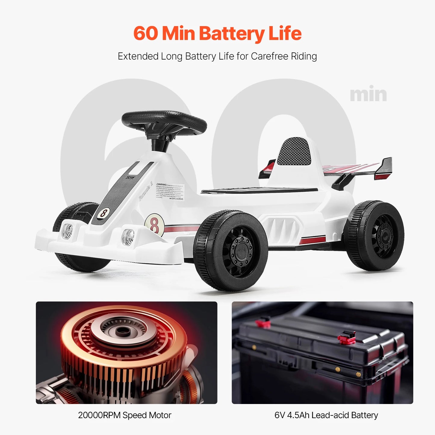 SucceBuy 6V Electric Pedal Go Kart With LED Headlight Horn