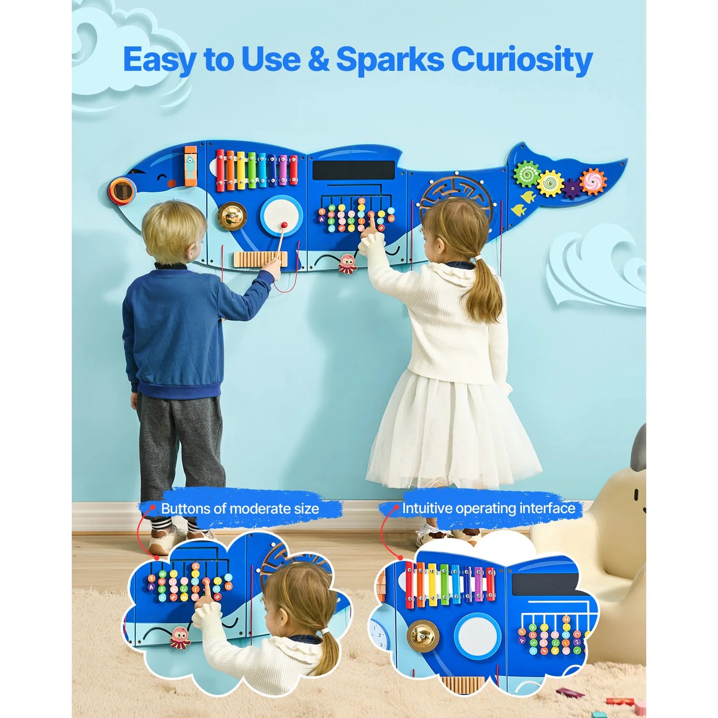 SucceBuy Orca Kids Wall Busy Board 12 Activities Panels