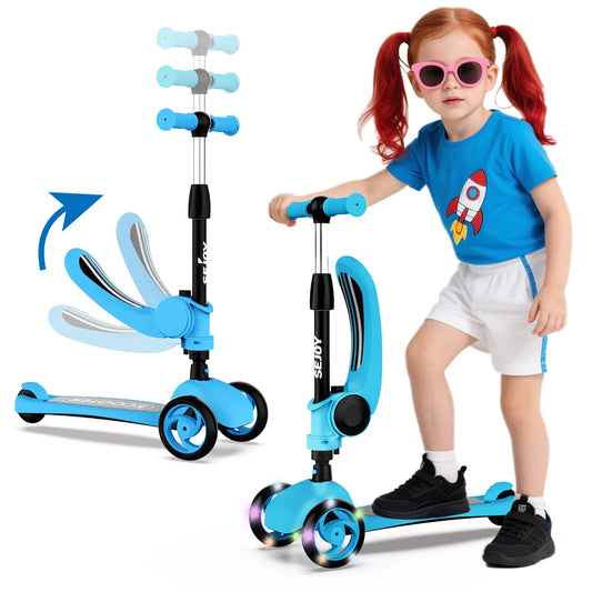 Three-Wheeled LED Kick Scooter For Kids With Lean-To-Steer