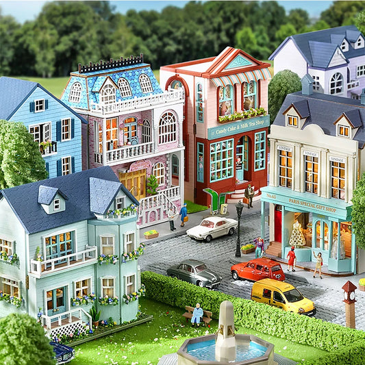Zuuton Diy Mini Wooden Dollhouse With Furniture Kit Deluxe