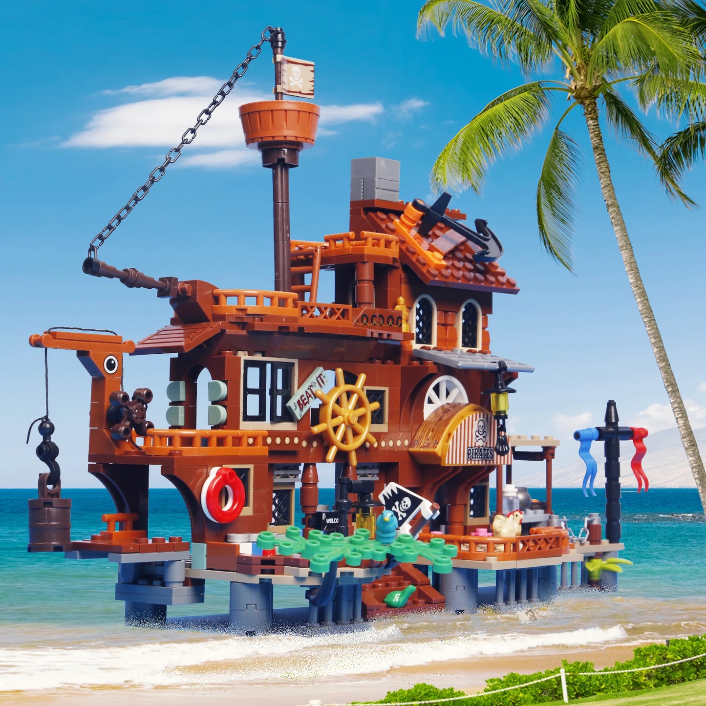 Bibilock Pirate Island Ship Building Blocks Set For Kids