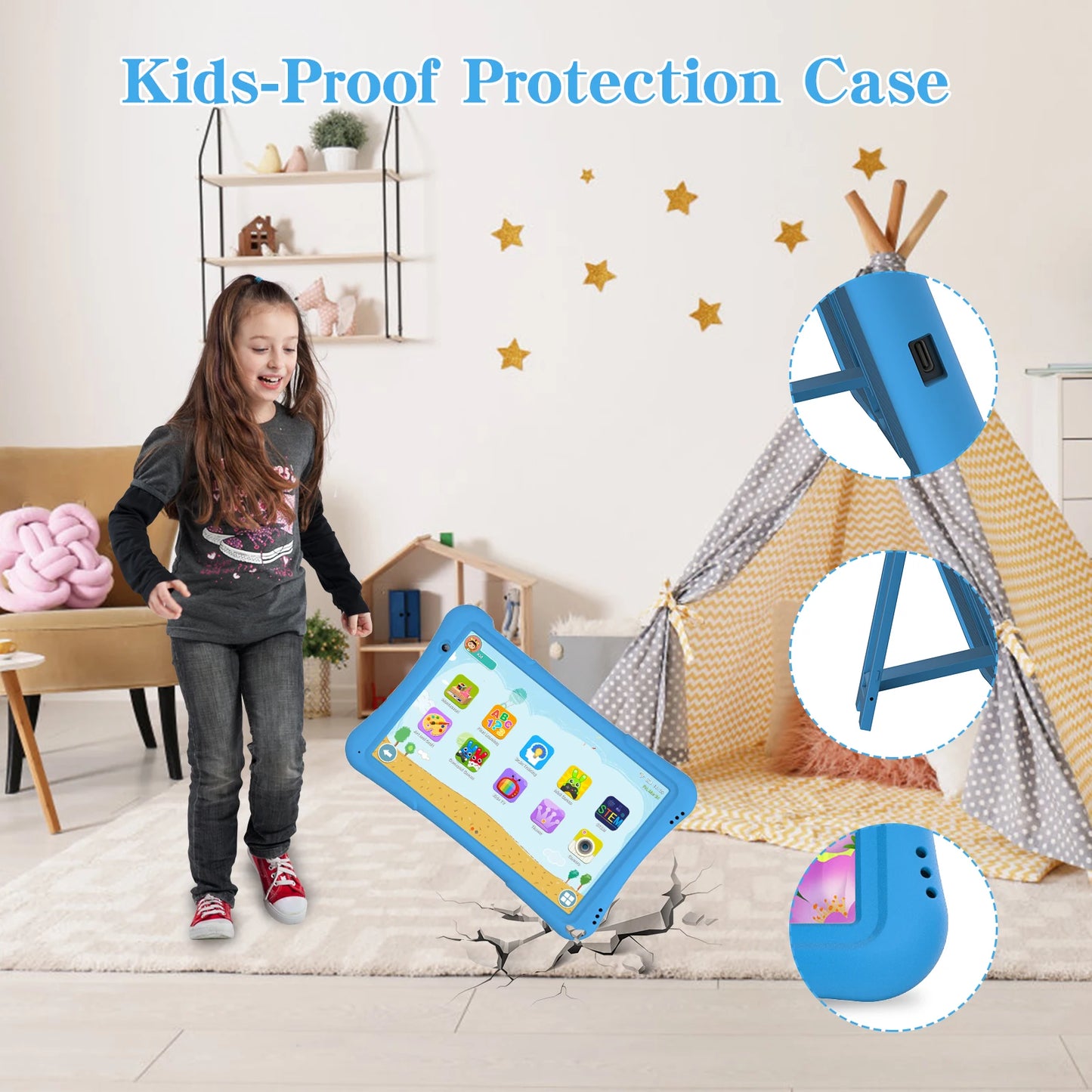 PRITOM Kids Tablet Android Quad Core 4GB 32GB WiFi 6