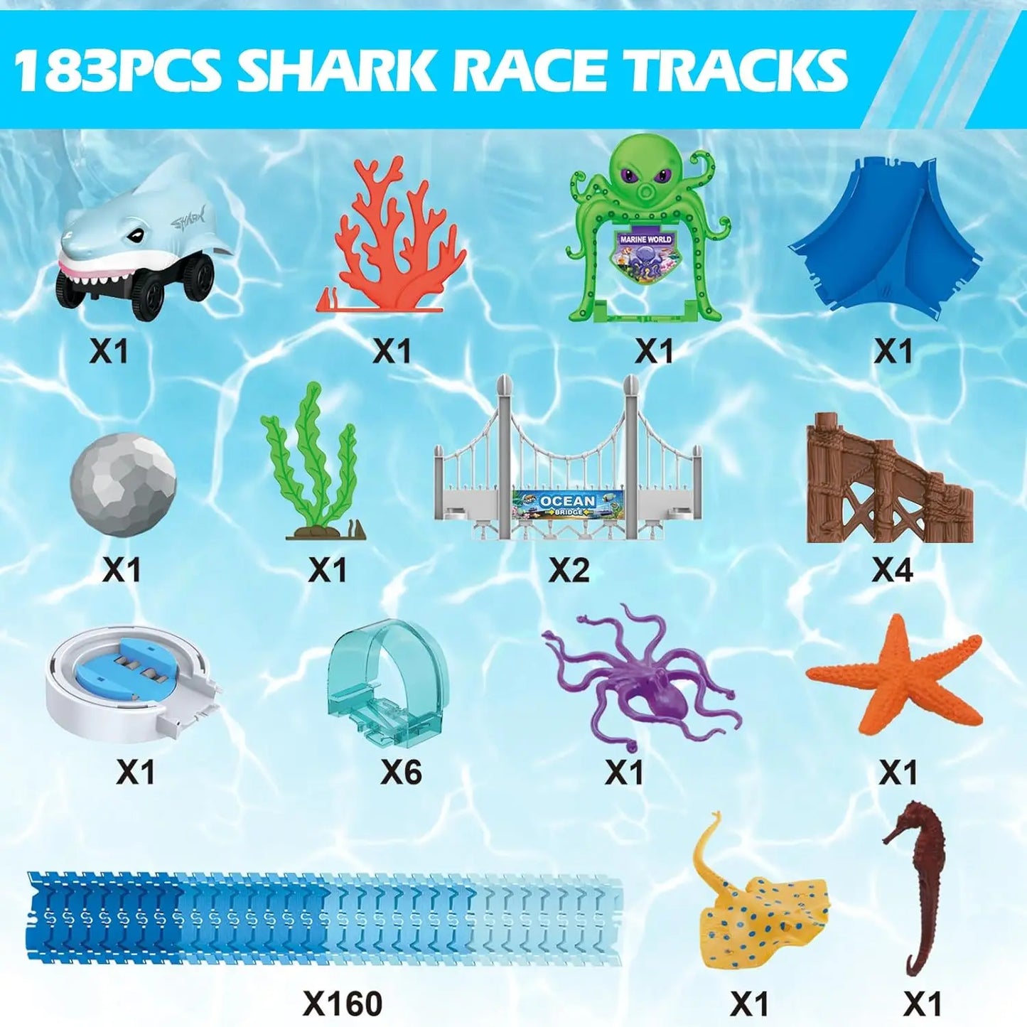 VATOS Shark Race Car Toy Ocean Track Set STEM Learn