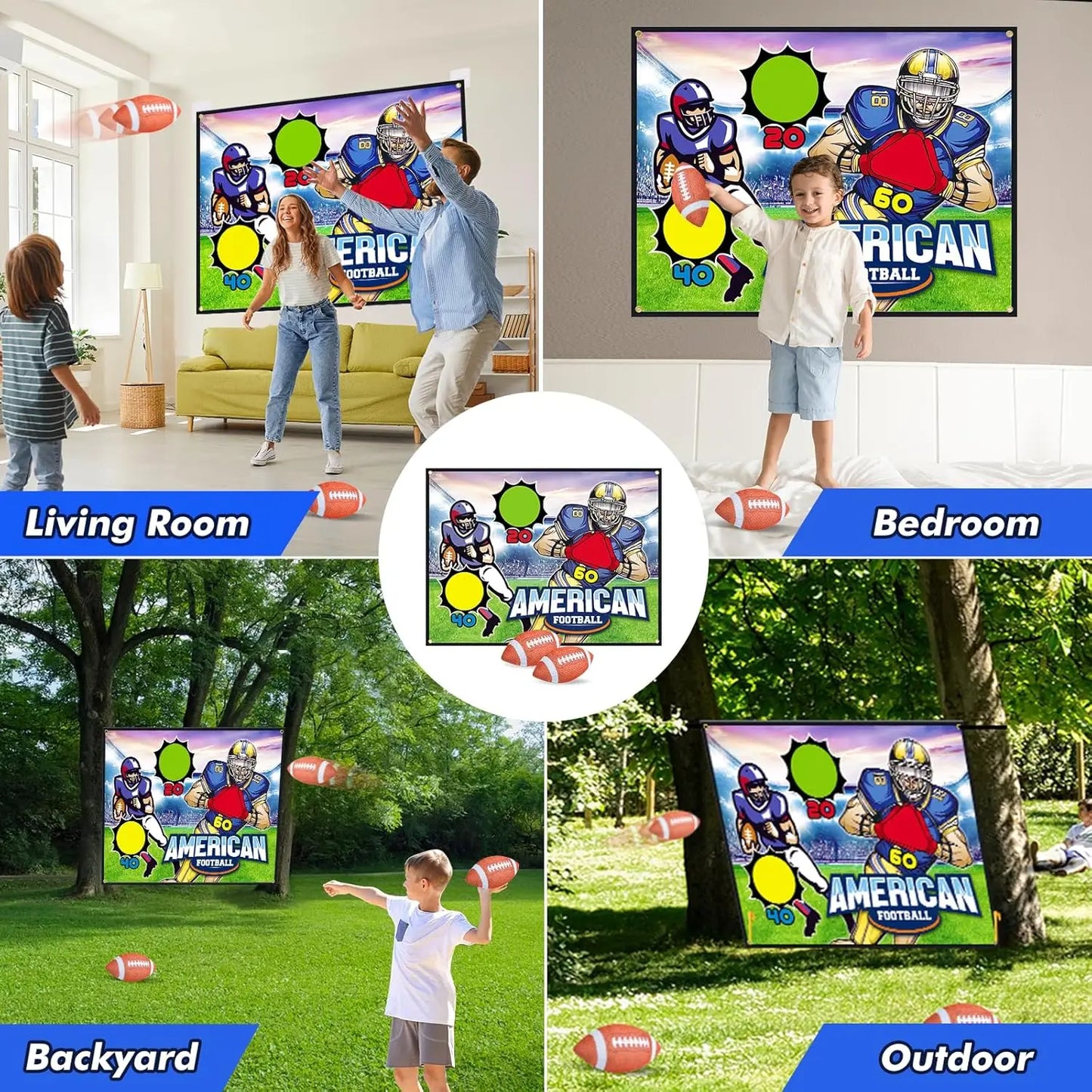 VATOS Football Toss Target Game With 2 Soft Footballs