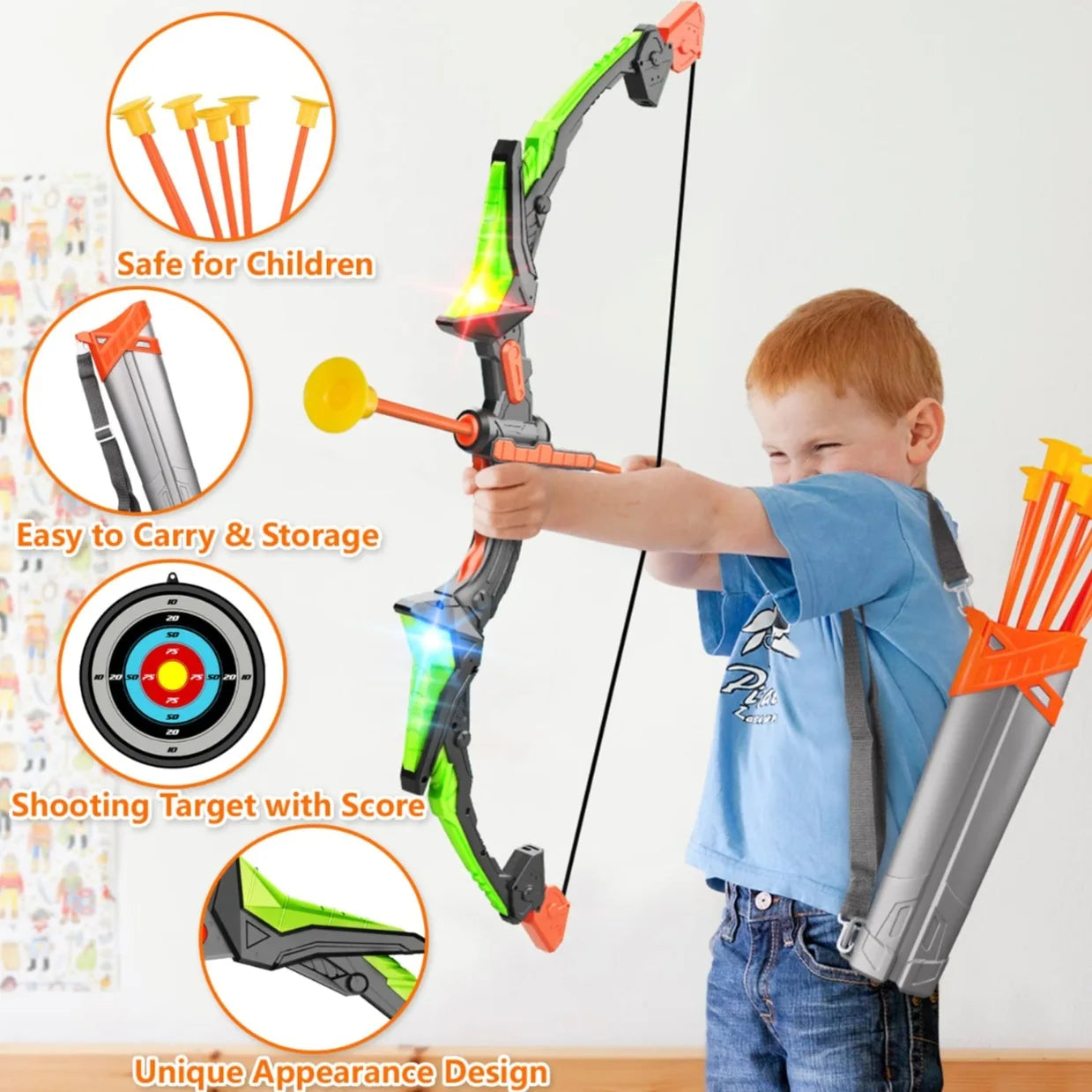 CONUSEACN Light Up Bow And Arrow Set Outdoor Standing Target