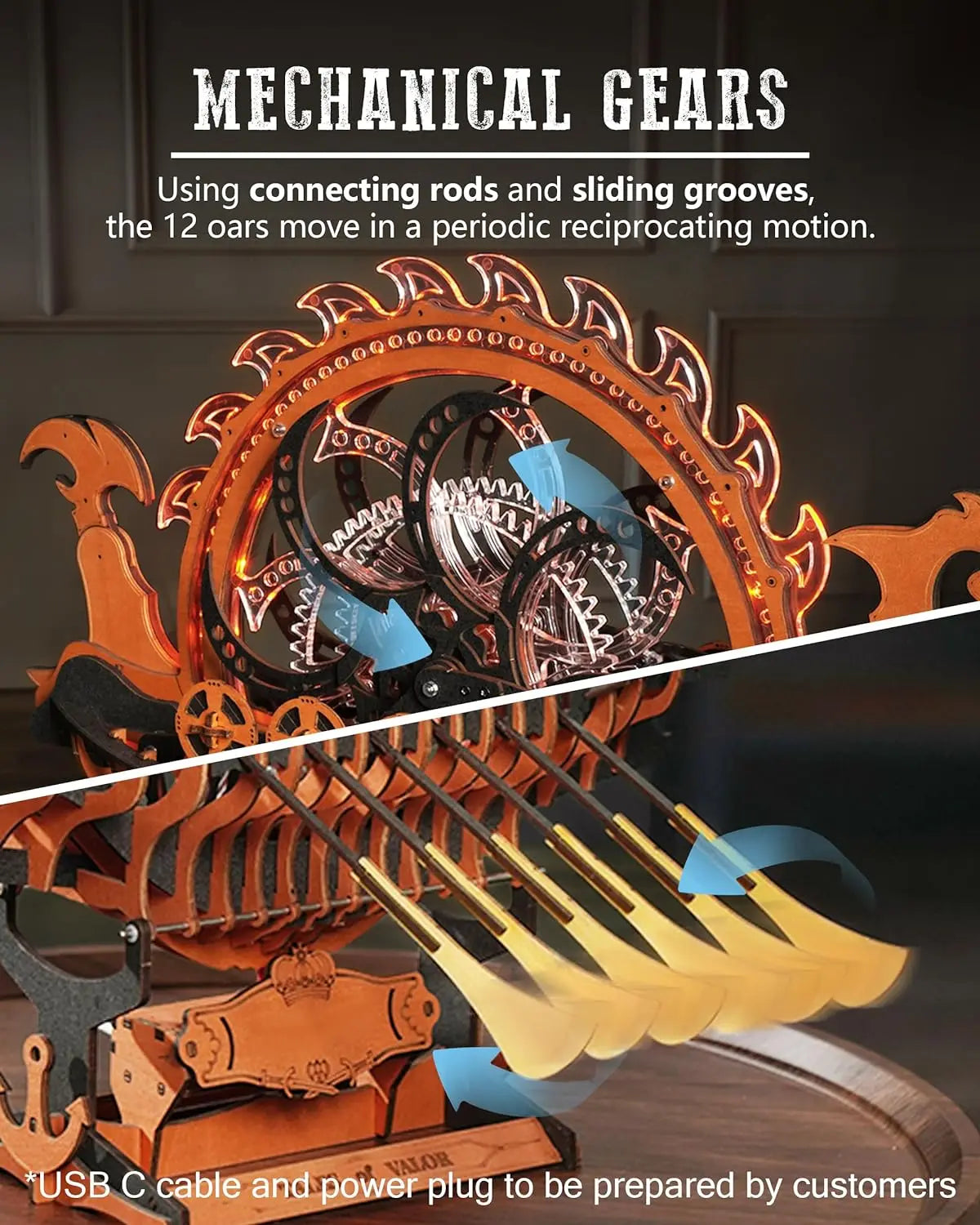 Robotime Viking Dragon Ship Mechanical Wooden Puzzles Kit