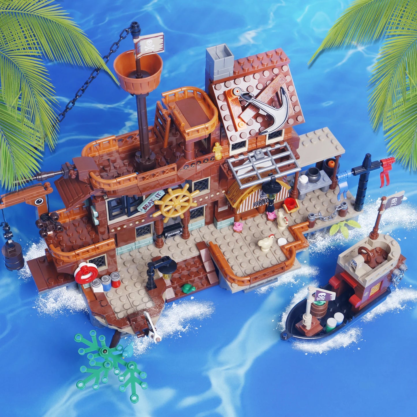 Bibilock Pirate Island Ship Building Blocks Set For Kids