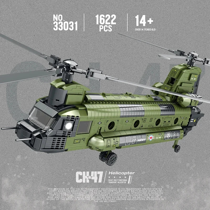 Amazingbloksce CH47 Chinook Transport Plane Building Blocks