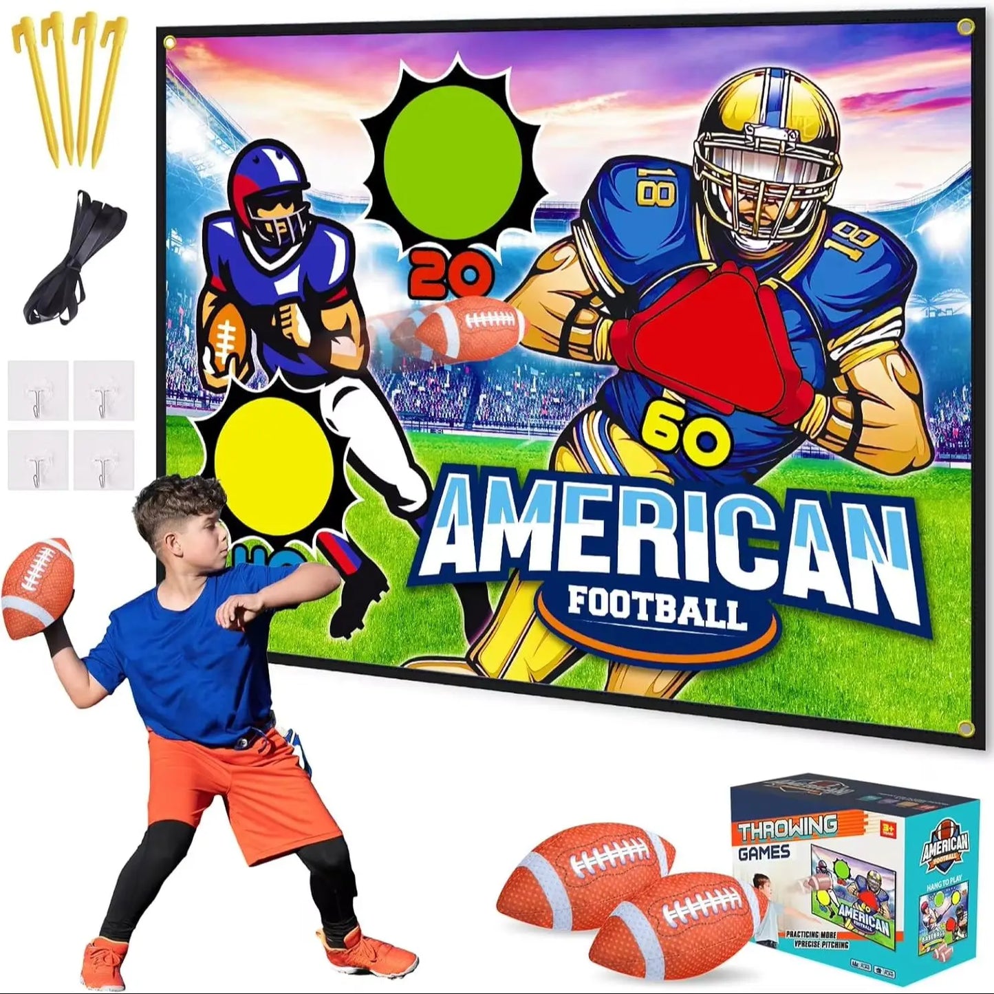 VATOS Football Toss Target Game With 2 Soft Footballs