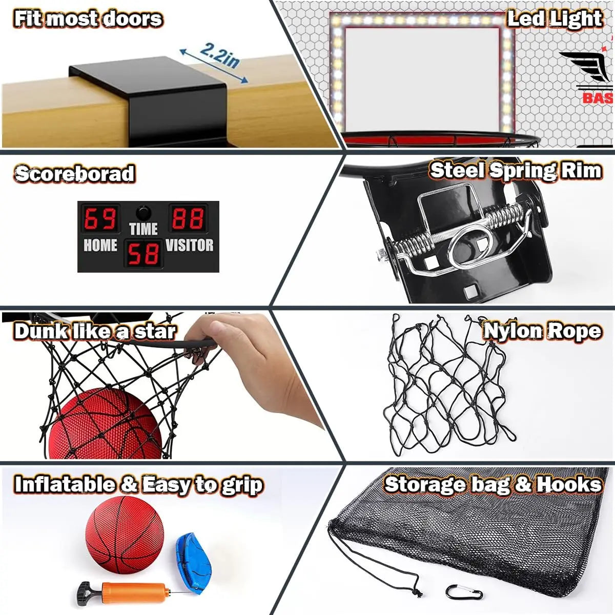 VATOS Electronic Basketball Hoop And Scoreboard Kids Gift