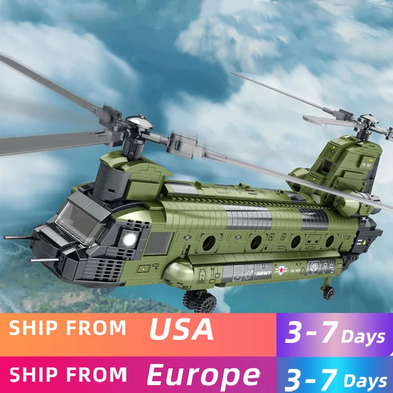 Amazingbloksce CH47 Chinook Transport Plane Building Blocks