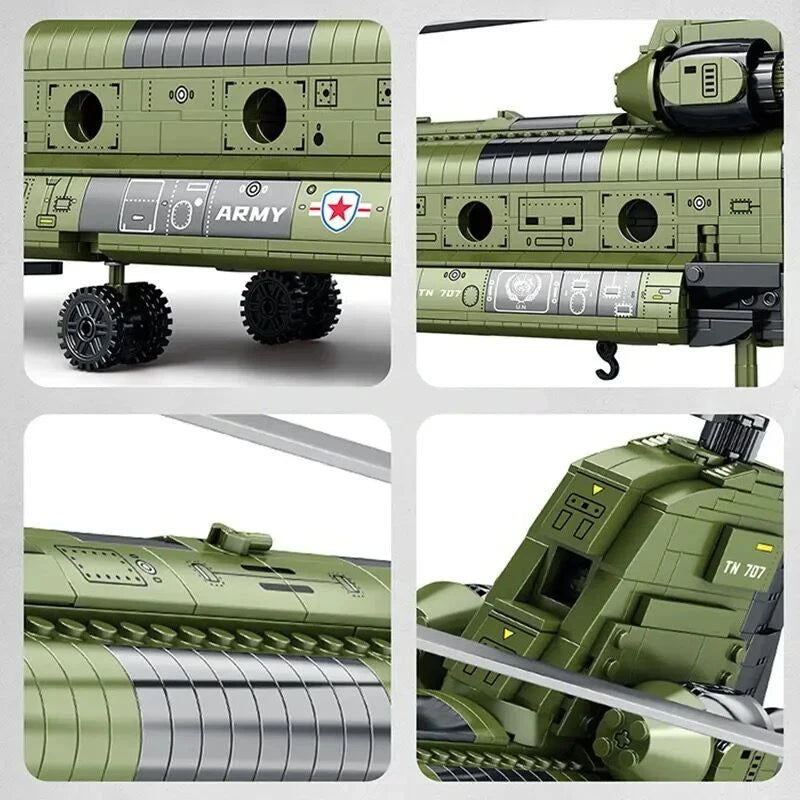 Amazingbloksce CH47 Chinook Transport Plane Building Blocks